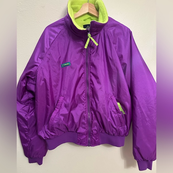 Columbia Other - Columbia Men’s 1990’s Vibrant Purple Neon green winter jacket XL
